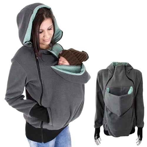 Maternity Hoodie, 3-in-1 Removable Kangaroo Pouch Hoodie, Winter Soft Warm Baby Wearing Jacket, Multifunction Cozy Maternity Jacket for Mom and Baby