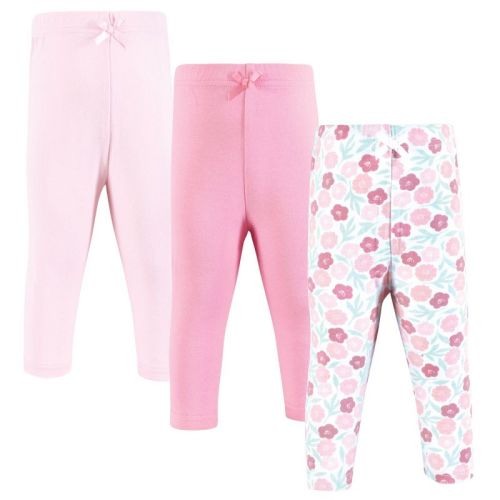 Hudson Baby Infant Girl Cotton Pants And Leggings, Mint Floral, 3-6 Months
