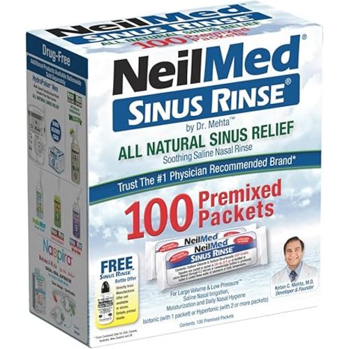 NeilMed Sinus Rinse All Natural Relief Premixed Refill Packets 100 Count (Pack of 1)