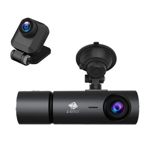 Z-EDGE™ T3P Triple Car Cameras for 4K Front, and 1080p Inside and Rear, 3-Channel Touch-Screen Dash Camera with Wi-Fi® and GPS in Black