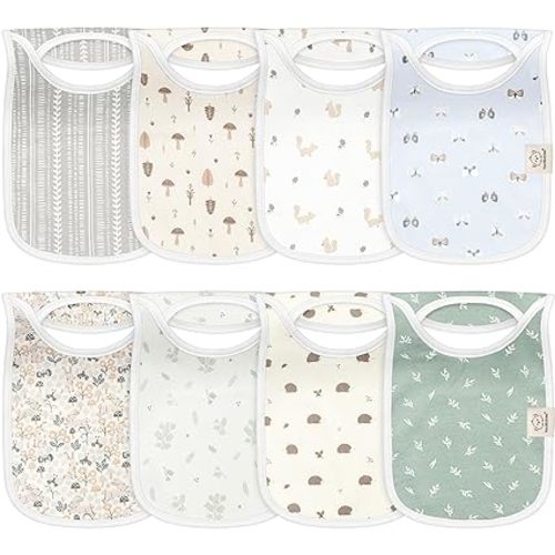 8-Pack Baby Bibs for Boys, Girls - Pullover Bibs for Drooling Teething Baby Girl & Boy Toddler, Newborn, Soft & Absorbent, Cute Colors, Large Torso Coverage Keep Infant Clean & Dry (Prairie)
