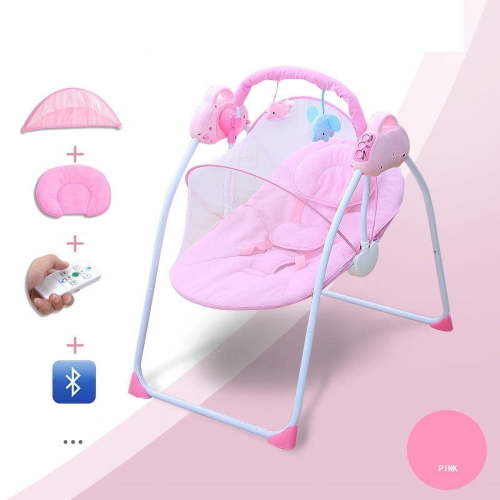 Magic Co 4-Speed Adjustable Baby Swing with Bluetooth, Remote, Toys, Infant Swing Auto Rocking, for Newborns to Toddlers (Pink)
