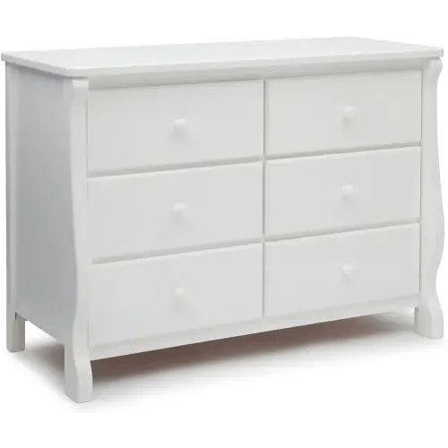 Delta Children Universal 6 Drawer Dresser with Interlocking Drawers - Greenguard Gold Certified, White
