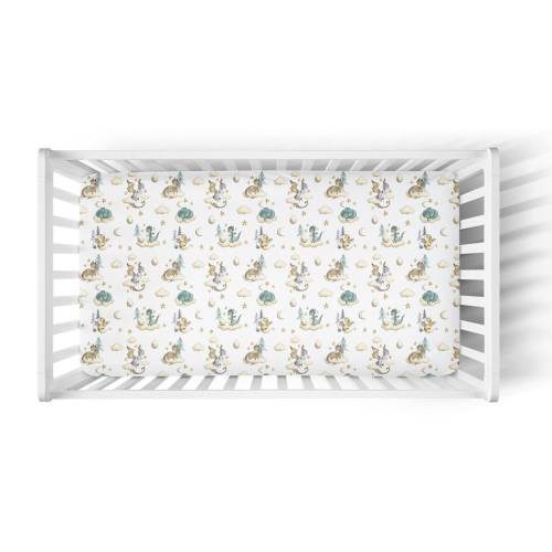 Baby Dragon Crib Sheet for Baby Boy Dragon Nursery- Custom Dragon Baby Bedding - Custom Crib Sheet - Baby Boy Shower Gift -Dragon Gift 322
