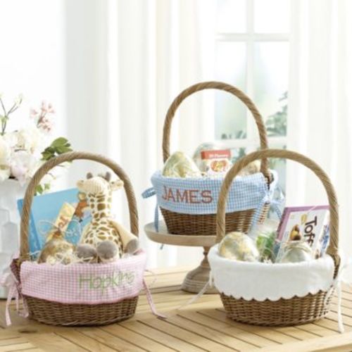 Wicker Easter Basket with Liner (Cream Scalloped)