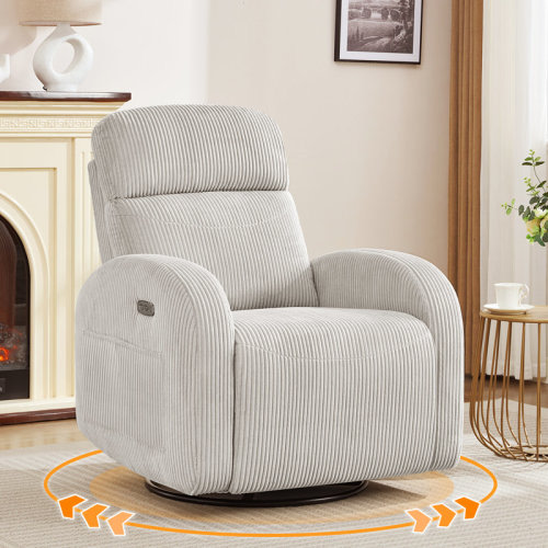 Ebern Designs Delba Fabric Swivel Rocker Power Recliner, 270° Swivel Nursery Glider Recliner with USB & Type-C Port & Reviews | Wayfair
