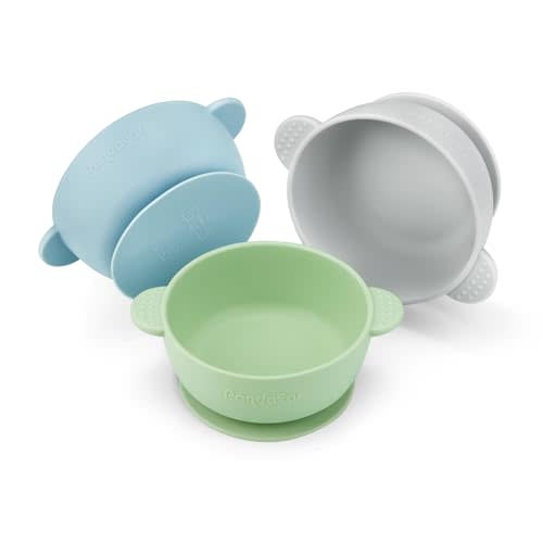 PandaEar 3 Pack Suction Bowls for Baby Toddlers 6-12 months, Silicone Baby Bowls with Suction for Food Feeding, BPA Free Toddler Bowls, Microwave and Dishwasher Safe
