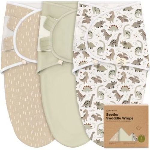 KeaBabies 3pk Soothe Baby Swaddle Wrap 0-6 Months, Organic Baby Swaddle Sleep Sacks, Newborn, Infant Swaddle Sack (Dino Ridge)