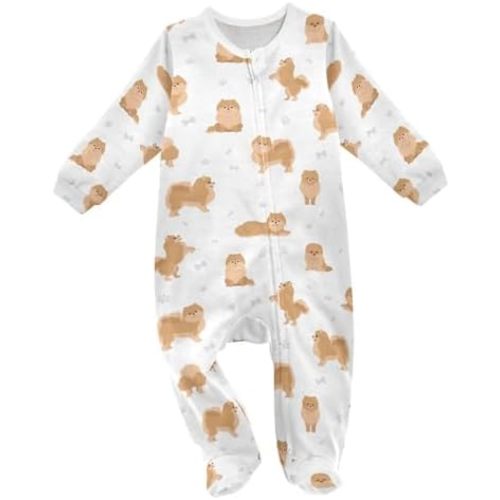 vvfelixl Exercises Doberman Dog Baby Sleepers For Girl Boys Newborn Baby Play One-Piece Footies For 0-24 Months White
