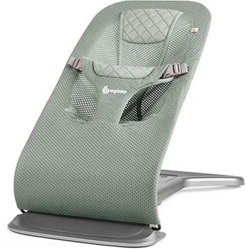 Ergobaby Evolve 3-in-1 Mesh Baby Bouncer Seat, Adjustable Multi-Position Infant Bouncer and Toddler Chair, Breathable Mesh, Converts from Newborn to Toddler - Sage Green