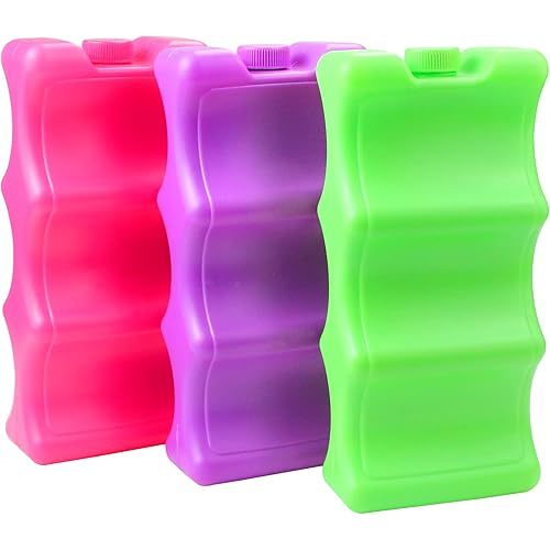Bercoor 3pcs Breastmilk Ice Pack, Bottle Ice Packs for Breastfeeding Working Mom fit for Cans Bottles Breast Pump Bag, Red, Green, Purplem