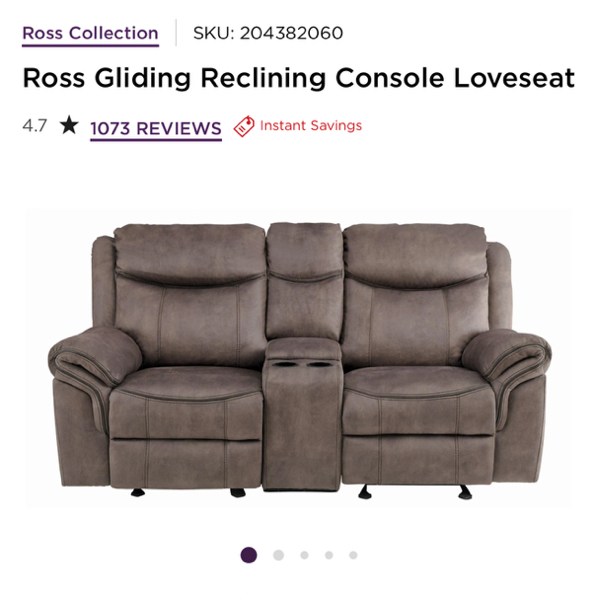 Ross Gliding Reclining Console Loveseat