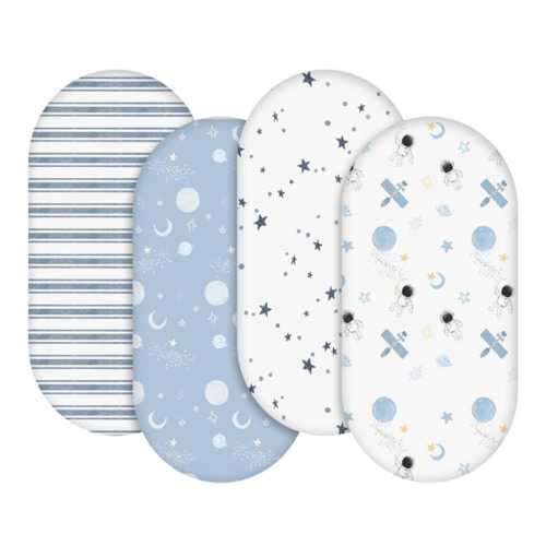 Gllquen Baby Bassinet Sheets 4 Pack, Breathable Cozy Fitted Mattress Sheet, Elastic Travel Crib Fashionable Pattern, Standard Cradle Safe Sheets for Baby Boys Girls 32"x16"(Astronaut)