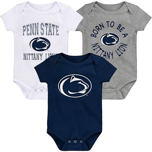 Outerstuff NCAA Teams Newborn Baby and Infant Born to Be Short Sleeve Bodysuit Variety 3-Pack (0-18m)