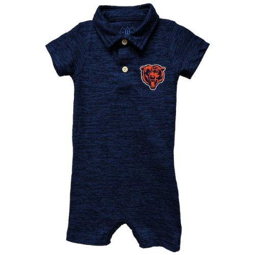 Chicago Bears Wes & Willy Infant Short Leg Cloudy Yarn Polo Bodysuit - Navy