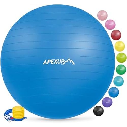 APEXUP Yoga & Pilates Ball - Anti Slip Heavy Duty Gym Ball for Fitness, Balance & Core Workout