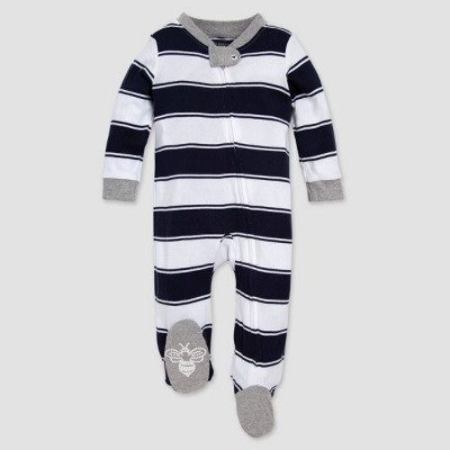 Burt's Bees Baby® Rugby Striped Organic Cotton Sleep N' Play - Navy, Size: 3-6M