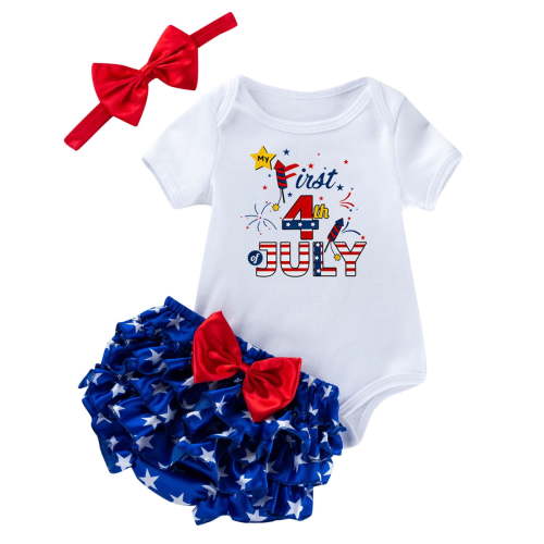 Ketyyh-chn99 Newborn 4th of July Outfit Girl Newborn Infant Baby Girl Clothes Romper Shorts Set Floral Summer Outfits Cute Independence Day Baby Clothes Red,6-9 Months