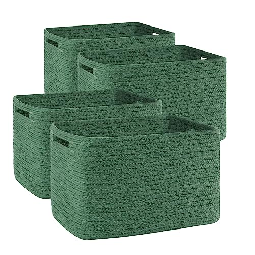 SIXDOVE 4 Pack Storage Baskets for Organizing, Woven Baskets for Shelves - Perfect for Toys, Books, Towels, and Clothes, Durable Gift Basket Bins Toy Storage, 12.7''L x9''W x7.8''H, Green