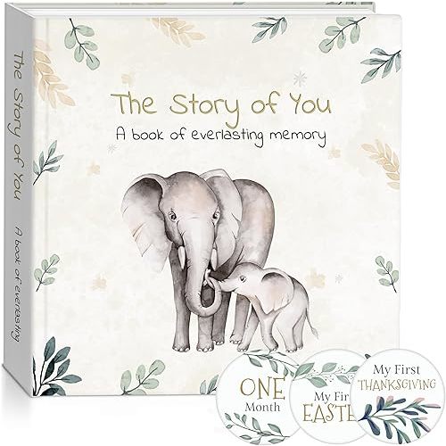 Baby Milestone Stickers, Baby Milestone, New Born Memory Book, Neutral Baby Animal Design, Baby Album And Memory Book.