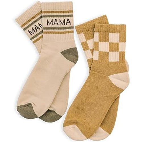 Lottie Dottie Womens Half-Crew Cotton Socks 2-Pack | Checkered and Retro Stripe Socks | Novelty Socks for Women