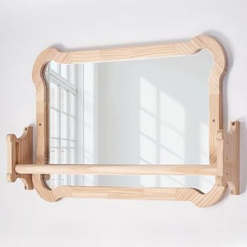 Montessori Baby Mirror with Pull Up Bar, Shatterproof Toddler Pull to Stand