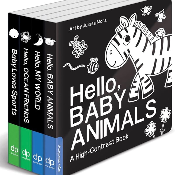 High Contrast Baby Book Set: 4 Board Books for Newborns