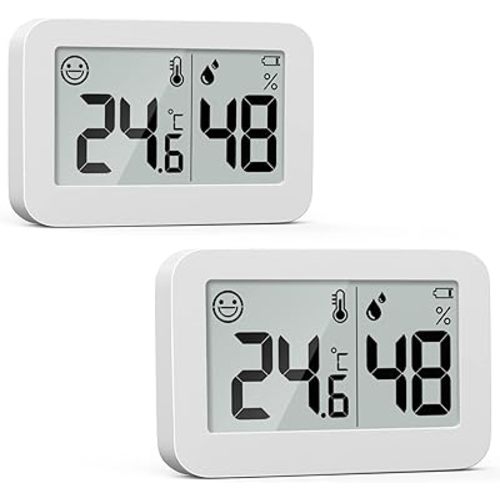 DOOMAY 2-Pack Mini Hygrometer Indoor Thermometer, Humidity Gauge with ℃/℉ Switch, Humidity Meter Digital Temperature Monitor for Greenhouse Babyroom Cellar Reptile Incubator Closet