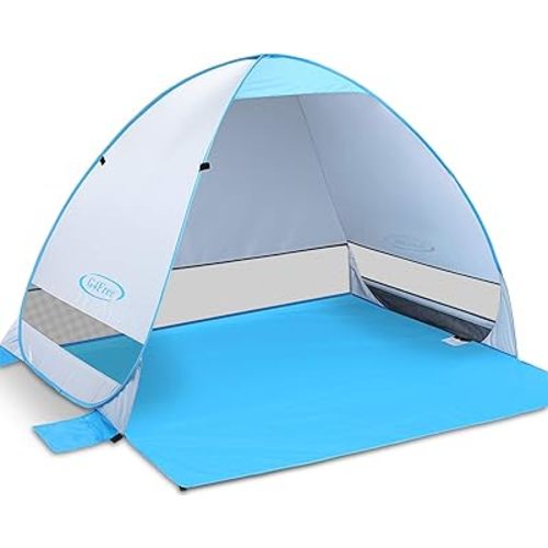 G4Free Large Pop up Beach Tent for 3-4 Person, UPF 50+ Automatic Sun Shelter Canopy Portable Outdoor Cabana Sun Umbrella