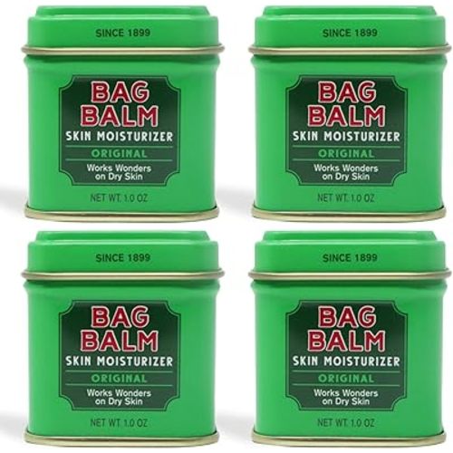Bag Balm Vermont's Original Ointment, 1 Ounce Tin (Pack of 4), Moisturizing Ointment for Dry Skin that can Crack Split or Chafe on Hands Feet Elbows Knees Shoulders and More