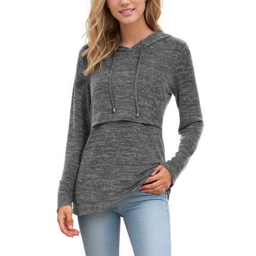 Women's Long Sleeve Maternity Nursing Tops Breastfeeding Shirt Hoodie