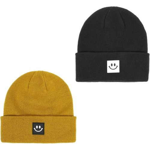 Baby Winter Hat Soft Warm Knitted Beanie Hat with Cute Smile Face Beanie Cap for Boys Girls