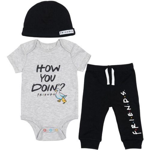 FRIENDS Bodysuit Pants and Hat 3 Piece Outfit Set Black