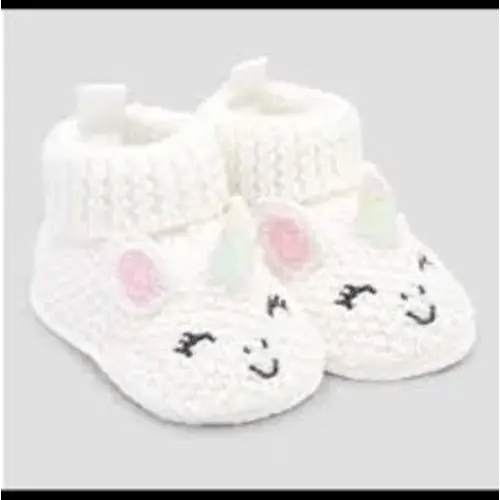 unicorn knit baby shoes white