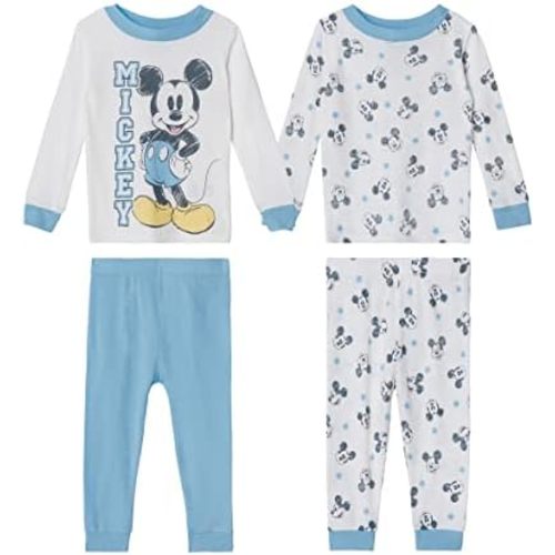 Disney Baby Boys' Mickey Mouse 4-Piece Snug Fit Cotton Pajamas