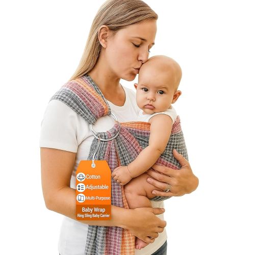 Hip Baby Wrap Ring Sling Baby Carrier - 100% Soft Cotton (Rainbow Honeycomb)