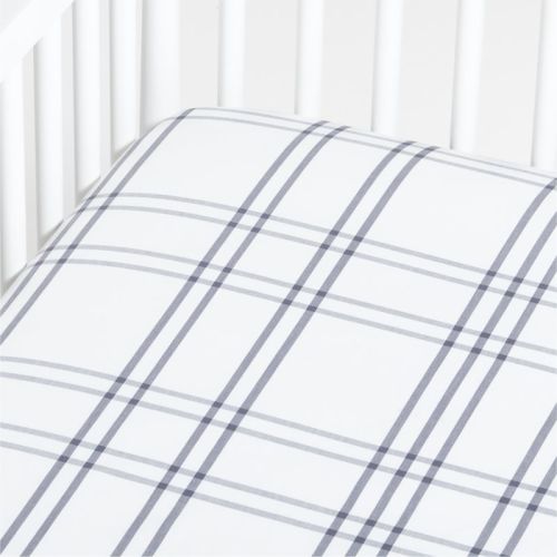 Stax Mist Blue Yarn-Dyed Organic Cotton Baby Crib Fitted Sheet