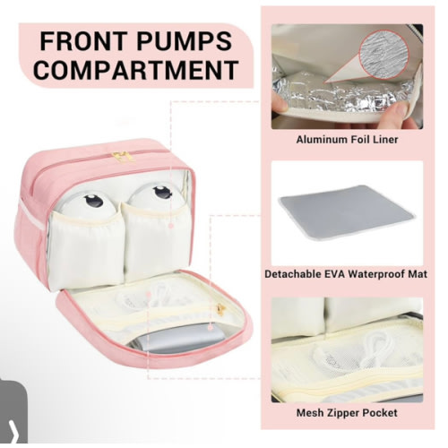PIIOSER Breastmilk Cooler Bag with Ice Pack, Compatible with Wearable Breast Pumps & Accessories - Portable Pumps Carrying Case for Nursing & Working Moms, Pink