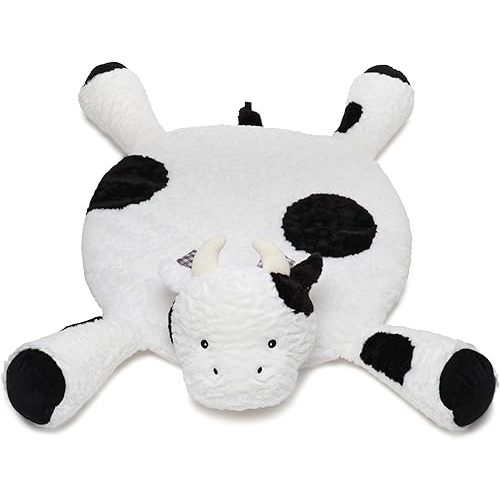 Bearington Collection Lil' Gilly (30 Inch) Cow Tummy Time Mat - Cow Baby Blanket - Pillow for Baby