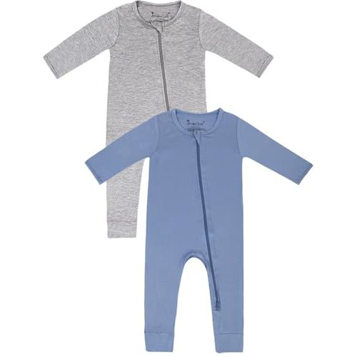 Jimonda Baby Romper Boys Girls Bamboo Pajamas 2-Way Zipper Footless Unisex Long Sleeve Sleepers Sleep and Play 0-24 Months