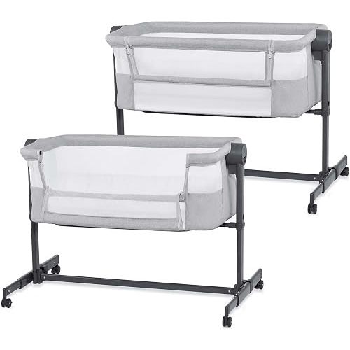 Kinderkraft Nestee UP2 Bedside Crib 2 in 1, Light Gray