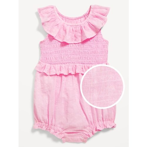 Sleeveless Ruffle-Trim Smocked One-Piece Romper for Baby