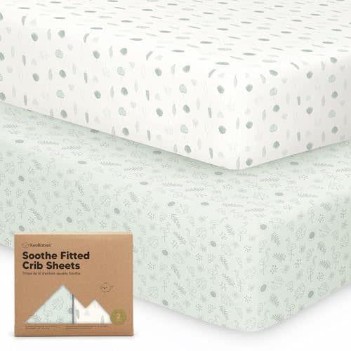 KeaBabies 2-Pack Organic Crib Sheets for Boys, Girls, Jersey Fitted Baby Crib Sheets Neutral, Cotton Breathable Crib Sheet, Cute Printed Crib Mattress Sheet, Baby Mattress Sheets (Tropic Oasis)