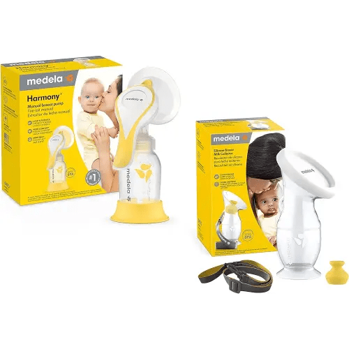 Medela Manual Breast Pump Set - Perfect Pair Bundle, Includes Harmony Manual Breast Pump & Silicone Breastmilk Collector