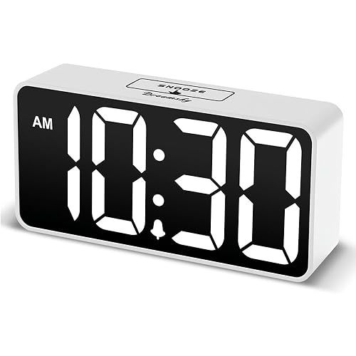 DreamSky Small Digital Alarm Clock for Bedroom, Large Big Numbers Display with Brightness Dimmer, Electric Bedside Desk Clock with USB Charging Port, Adjustable Alarm Volume, 12/24Hr, Snooze