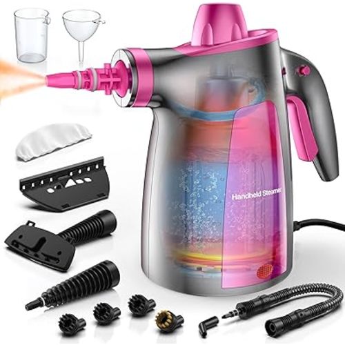LABIGO Steam Cleaner, Pressurized Handheld Multi-Surface Natural Steam Cleaner with 12pcs Accessory & Safety Lock, Portable Steamer for Cleaning Home, Kitchen, Bathroom, Car, Upholstery, Grout, Window