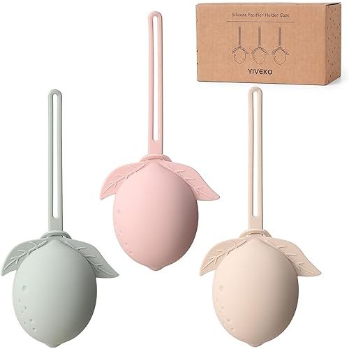 Silicone Pacifier Holder Case Binky Holder Silicone Baby Silicone Pacifier Case for Boys Girls Portable Silicone Pacifier Storage Case Silicone Pacifier Pouch for Newborns 3 Pack-Ivory+Sage+Blush