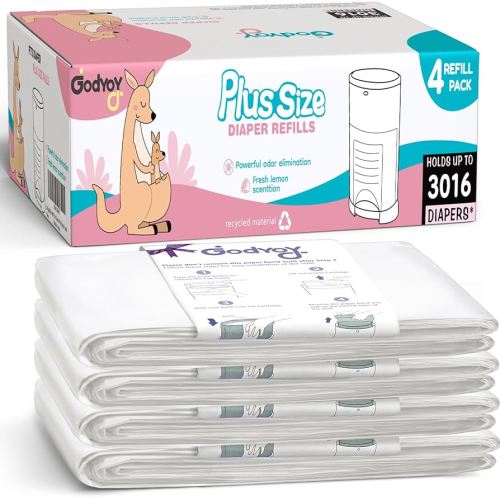 Refills Compatible with DEKOR Plus Diaper Pail Refill Bags| 4 Pack| Super Powerful Odor Eliminator Extra Thick Diaper Pail Bags| Each Holds up to 3016 Diapers| Fresh Lemon Scent| Easy to Replace