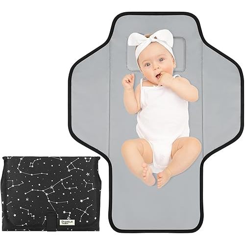 Portable Changing Pad Travel - Waterproof Compact Diaper Changing Mat with Built-in Pillow - Lightweight & Foldable Changing Station
