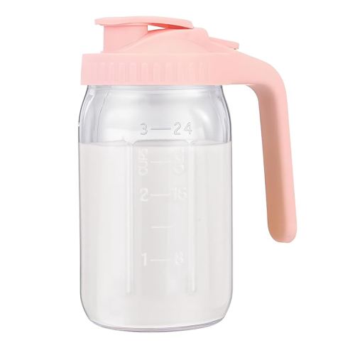 Breast Milk Pitcher with Leak-proof Flip Cap – 32oz Wide Mouth Mason Jar Pitcher for Breastmilk Storage Glass Breastmilk Jar Canister Resistant to Heat or Cold, Easy to Pour Spout